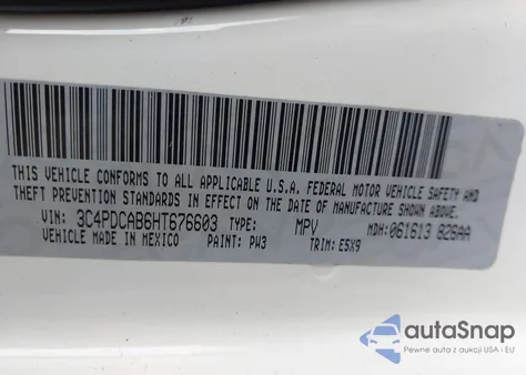 2017 Dodge Journey Se from USA, damaged, VIN 3C4PDCAB6HT676603